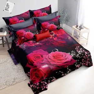 Jogo de cama digital 3d, conjunto de roupa de cama em quatro peças com estampa 3d 100% poliéster, conjunto de lençóis e lençóis