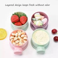Draagbare babymelkpoederdispenser met 4-laags stapelbare containers, beren-vormige snackpoederorganizer, BPA-vrij, reisvoedingsdoos