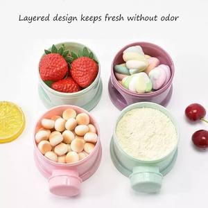 Distributeur portable de <span class=keywords><strong>lait</strong></span> infantile avec 4 compartiments empilables <span class=keywords><strong>en</strong></span> forme d'ours, organisateur de collations et de poudres, boîte d'alimentation de voyage sans BPA - Product Image 3