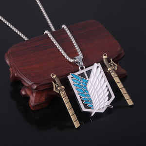 Anime Attack on Titan collar <span class=keywords><strong>Shingeki</strong></span> No Kyojin Wings of <span class=keywords><strong>Freedom</strong></span> Survey espada Punk Collar para Mujeres Hombres Cospaly joyería regalo - Product Image 5