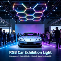 Éclairage d'exposition RGB, lumière LED hexagonale en nid d'abeille, démontage facile pour salon automobile, garage, atelier