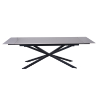 Table de salle à manger extensible de grande taille, design italien moderne, pieds en fer noir, plateau en céramique, pour usage hôtelier, fournie par l'usine