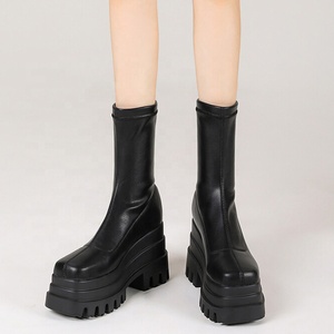 Triple Layers Women Thick Sole Shoes New Short Ankle <b>Boots</b> on High Platform Booties Wedge Heels Shoe - Product Image 5