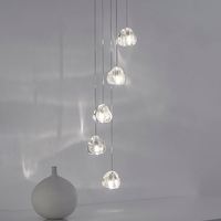 Lustre en cristal de luxe K9 contemporain, projet hôtelier moderne, lampes en acrylique et en fer, tailles moyennes, LED dorées