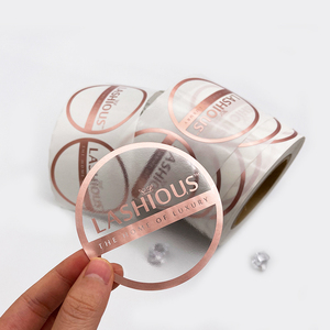 OEM Private Design Rose Gold Foil Clear Round Sticker <strong>Transparent</strong> <strong>Label</strong> - Product Image 1