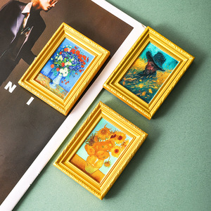 Aimants de réfrigérateur écologiques faits à la main imitant des peintures célèbres du monde entier, cadres photo de peinture à l'huile, décoration personnalisée - Product Image 4