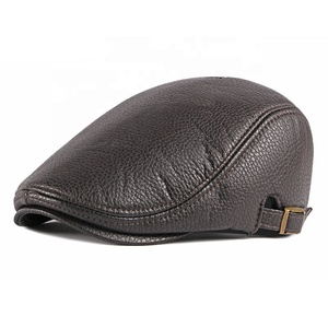 Béret en cuir PU de qualité pour hommes, nouvelle collection automne/hiver, pour hommes d'âge moyen et âgés, style britannique vintage, casquette avant en cuir PU - Product Image 1