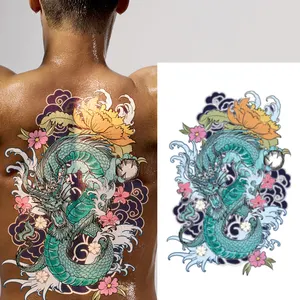 Tatuaje temporal de espalda completa de fábrica para hombre, calcomanía de arte corporal con diseño de moda