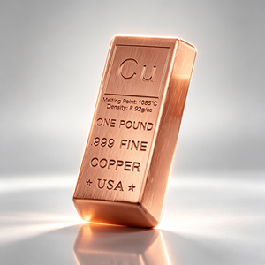 Barra de lingote de cobre fino de 1 libra y 0.999 de pureza para almacenamiento de activos físicos tangibles - Product Image 1