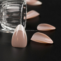 NADECO Vente chaude Kit de faux ongles en acrylique français à presser, formes amande, motifs DIY, pose rapide et facile, couverture complète, manucure artificielle