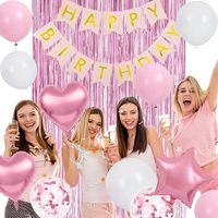 Décoration d'anniversaire pour garçon et fille, guirlande de ballons Joyeux Anniversaire, décorations de fête d'anniversaire rose