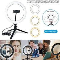 10 pouces 3 Modes 10 niveaux de luminosité 3000K-6000K Table Top 120Leds Ring Light avec trépied et support de téléphone pour la vidéo de maquillage