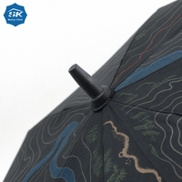 Parapluie de golf à motif paysage naturel abstrait, robuste et durable, impression artistique, baleines renforcées pour souvenir de marque personnalisé