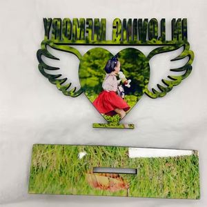 Custom MDF <b>Wooden</b> Heart Wing in LOVING MEMORY Sublimation <b>Photo</b> <b>Frame</b> Blanks - Product Image 3