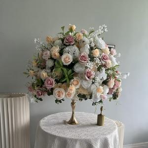 Centros de Mesa Florales Artificiales de Seda Personalizados de 80 cm, Bolas de Flores de Baby's Breath Blancas y Rosas, Bolas de Rosas Artificiales para Decoración - Product Image 2