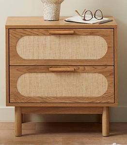 Mesa de Noche de Madera Hecha a Mano de Lujo con Dos Cajones Deslizantes, Mueble de Madera Sólida Resistente para Dormitorio y Sala de Estar Modernos - Product Image 1