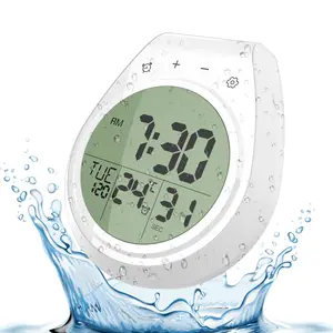 Zuig Hangende Badkamer Wandklok Waterdichte Visuele Thermometer Klok Keuken Douche Digitale Wekker