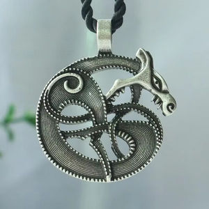 Collier pendentif loup Fenrir rétro Viking, mythologie nordique Odin et <span class=keywords><strong>Fenris</strong></span>, amulette serpent, bijoux faits à la main - Product Image 2