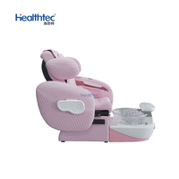 Fauteuil de pédicure inclinable réglable en acier inoxydable et fibre de verre, plateforme rose, massage, spa pour les pieds, pour salon de manucure