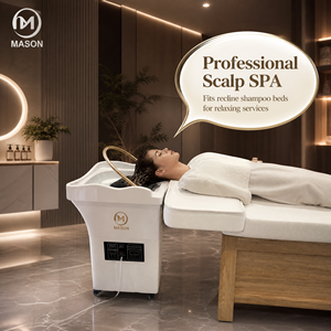 Bac à shampoing et lavabo hydro-massant portable professionnel moderne avec structure en fer noir pour salon, spa, soin du cuir chevelu et lavage des cheveux - Product Image 2