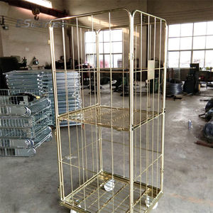 Treillis métallique pour entrepôt Chariot à linge galvanisé à roulement pliable à 4 côtés - Product Image 4