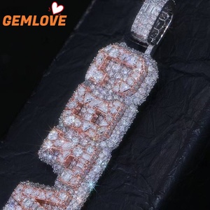 Ice Out <b>D</b>-F VVS letter Hiphop Natural Diamond Pendant Full Pave lab Created Diamond Jewelry Accessories Set for Gifts - Product Image 4