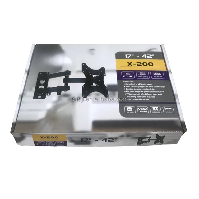 Hot Sale Full Motion 180 Swivel Steel TV Wall Mount with 15 Tilt 44 Lbs Capacity 200x200 VESA for LED LCD 17"-42"
