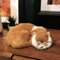 Modèle d'animal chat simulé, décoration d'intérieur Art Déco, ornement de bureau, fourrure véritable, cadeau pour la remise des diplômes, Pâques, condoléances