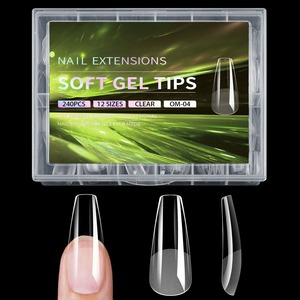 Custom Half Frosted Full Cover French Nail Tips Clear Soft ABS Gel Extension Almond Stiletto Square Coffin Nail Tips - Product Image 5