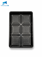 Barquette alimentaire jetable noire à 6 compartiments en plastique PET, boîte à gâteaux, biscuits et pâtisseries à 6 fentes, emballage pour boulangerie, logo personnalisé
