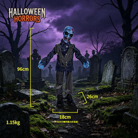 Mini-squelette Zombie Balançant d'Halloween, Fantôme Bleu et Blanc à Tête Ondulante, Nouveauté Électrique à Induction pour Maison Hantée et Fête Intérieure