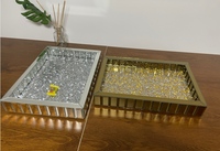 Plateau de luxe miroir pour organisateur de bijoux, plateau de vanité rond en cristal avec miroir intégré
