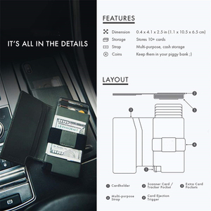 RFID — <span class=keywords><strong>portefeuille</strong></span> mince fait à la main, étui en <span class=keywords><strong>cuir</strong></span> avec blocage de carte d'accès rapide, pochette avant, pour voyage avec boîte-cadeau double pli - Product Image 6