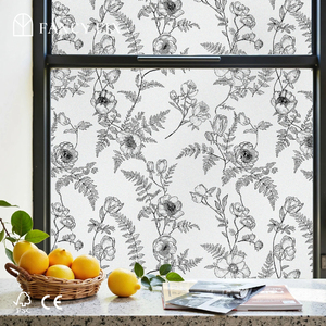 Pellicola per Finestre in PVC Statica Senza Colla, Motivo Floreale Botanico Notturno, Pellicola Decorativa Opaca per Privacy, per Casa e Camera da Letto - Product Image 4