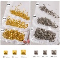 Paso Sico 200 pièces/sac Rivets métalliques carrés pointus dorés et argentés de haute qualité, accessoires 3D pour manucure et breloques