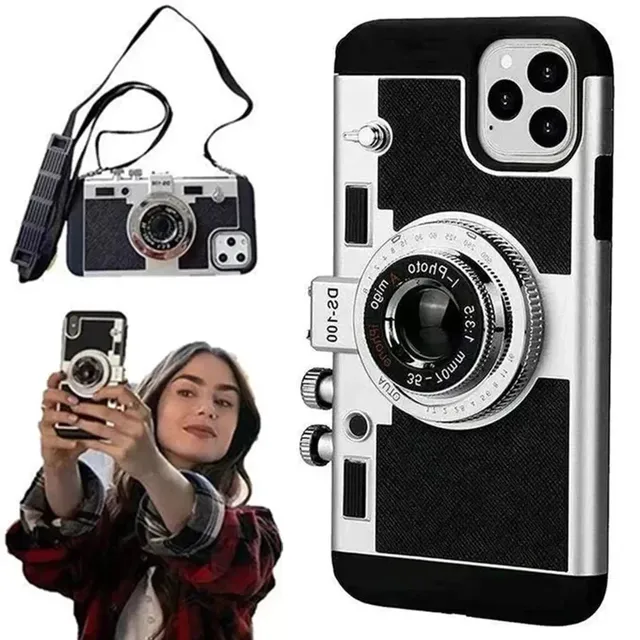 3D Retro Camera Design Phone Case for iPhone 15 Pro Max PU Leather Mobile Cover for iPhone 17 Pro Max TPU Shockproof Housing