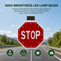 Panneau d'avertissement STOP solaire à LED pour la sécurité des piétons dans les zones résidentielles
