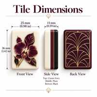 Jeu de tuiles de Mahjong américain avec motifs floraux Art Déco prune pour soirées de jeux en société, cadeaux, vente au détail et personnalisation de marque