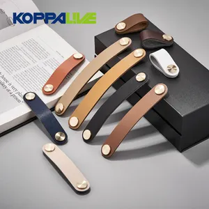 Koppalive 真皮黄铜螺柱拉手旋钮把手适用于抽屉梳妆台和家具门