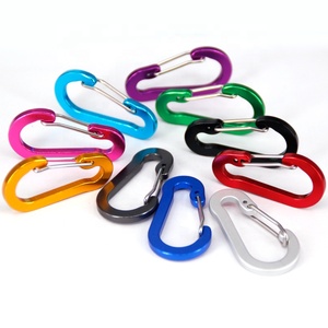 Giá rẻ 5 hình Hợp kim nhôm Keychain khắc logo phẳng dây thép ngoài trời Cắm Trại Đi Bộ Đường Dài Kim Loại Carabiner móc Đen - Product Image 6