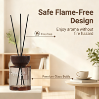 Diffuseur de parfum sans flamme à bâtonnets, personnalisé, à marque privée, longue durée, aux arômes naturels, pour la décoration intérieure de maisons et d'hôtels (vente en gros)