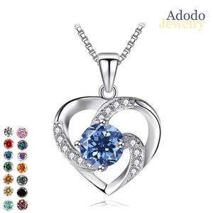 สร้อยคอจี้รูปหัวใจประดับมอสซาไ<span class=keywords><strong>น</strong></span>ต์ทรงกลมสีสั<span class=keywords><strong>น</strong></span>สดใส ชุบไวท์โกลด์ เงินแท้ S925 ของขวัญคู่รักสไตล์คลาสสิกขายดี - Product Image 1