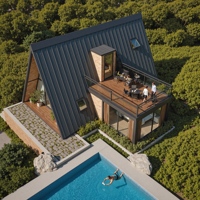 Résidences modulaires préfabriquées de haute qualité à 2 étages, villas, maison triangulaire détachable, conteneur de couchage pour hôtel