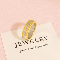 Bague unisexe de luxe minimaliste en acier inoxydable bicolore à trois bandes avec calendrier gravé, style Mexique, vente en gros