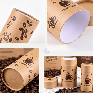 White <b>Paper</b> Tube Packaging with Clear Window for Coffee Beans, Recyclable Craft <b>Paper</b> Four-Color Printing Design - Product Image 6