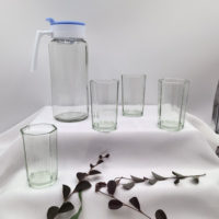 Ensemble Cadeau Carafe Haute en Verre avec Bouchon, 5 Pièces, Sans BPA, Transparent, Logo Personnalisé, Chine, Recyclé, Tasse à Thé/Verre à Boire, Meilleures Ventes