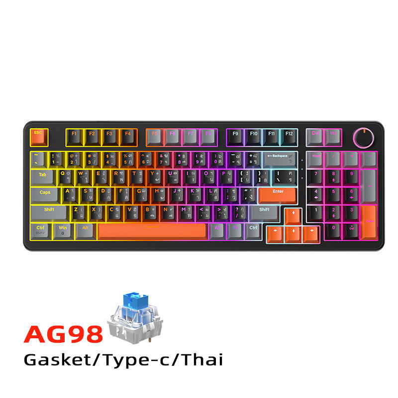 98 Key Thai/Black and Gray [Wired] Mixed Light/Green Axis