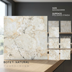 Dyna Pearl Marble Look Porcelain Floor Tiles 600x600mm Polished Glossy Ceramic Flooring - Product Image 2