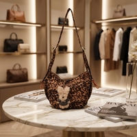 Sac bandoulière polyvalent pour femme, motif léopard givré, design de niche, nouvelle mode, fermeture éclair, forme dumpling