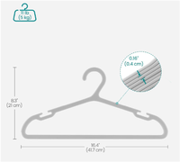 Lot de 50 cintres en plastique moulé par injection, larges encolures, design antidérapant, gain de place, blanc nuage